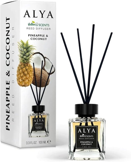 ALYA Nature's Scents Reed Diffuser Pineapple and Coconut Fragrance, 3.3 fl oz