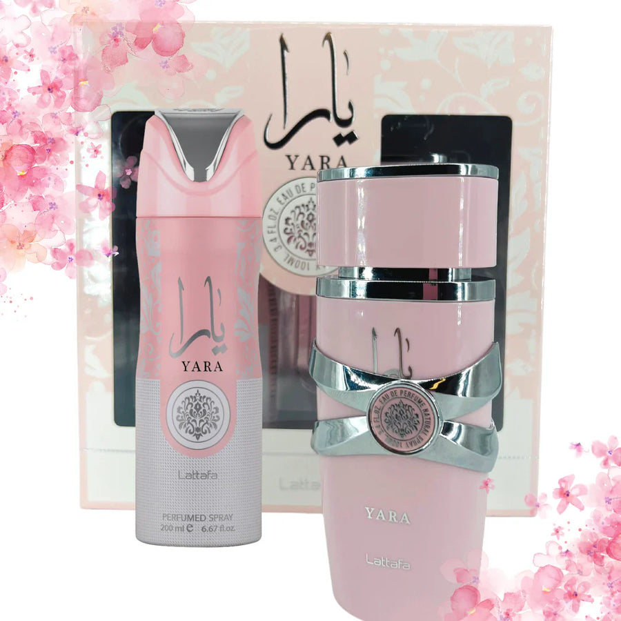 (DAMAGED NAYLO)YARA 2 PIECE GIFT SET |YARA EDP-100ML & PERFUMED SPRAY