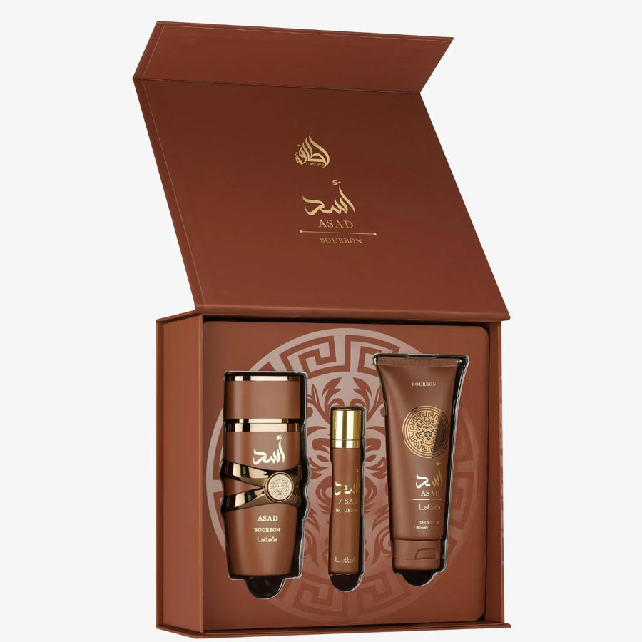 (DAMAGED NAYLO) Lattafa Sale Asad Bourbon 3 pcs Giftset