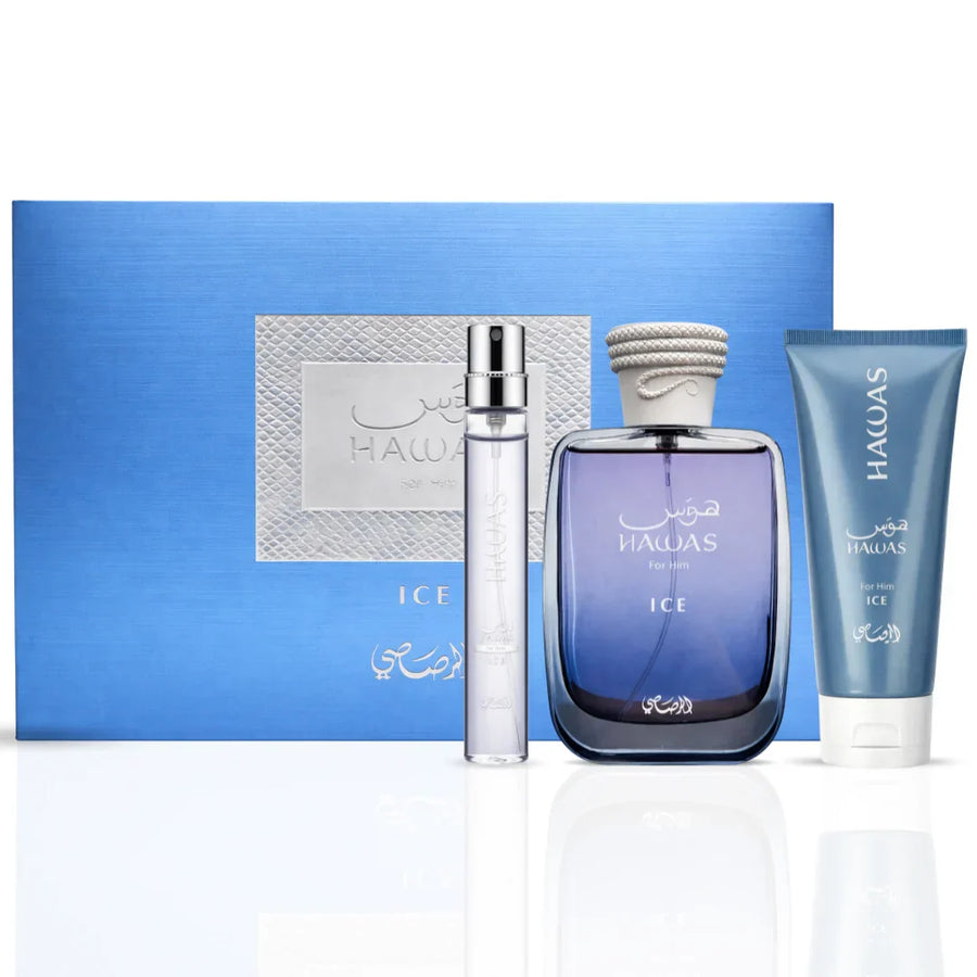 New Hawas Ice 3-Piece Perfume Gift Set by Rasasi